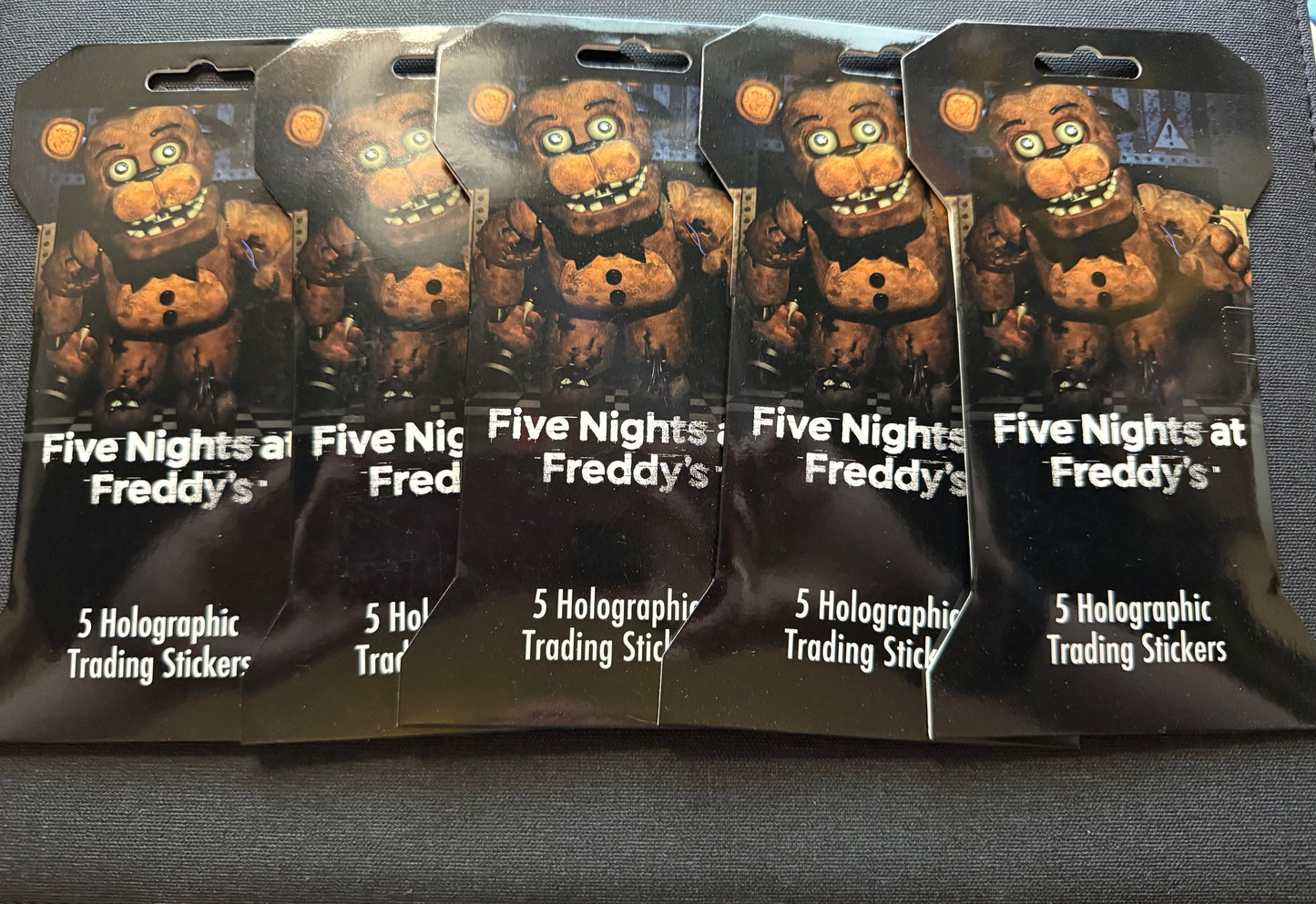 5x FIVE NIGHTS AT FREDDYS HOLOGRAPHIC TRADING CARD STICKERS BLISTER PACK
