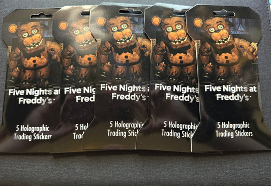 5x FIVE NIGHTS AT FREDDYS HOLOGRAPHIC TRADING CARD STICKERS BLISTER PACK